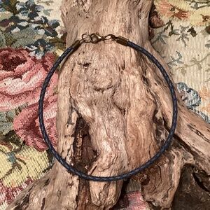 Braided Blue/Brown Leather Cord Bracelet 12”